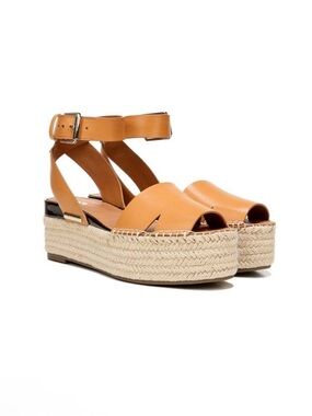 Franco Sarto "Lexie" Espadrille Platform Leather Sandal Sz 8.5